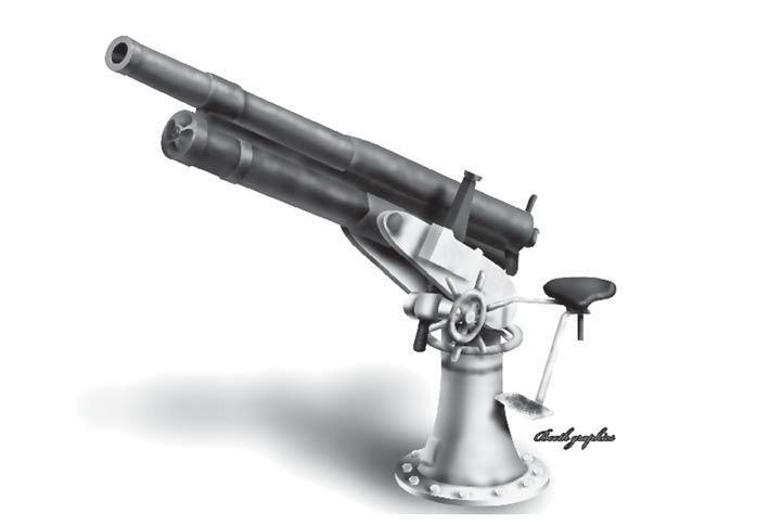 76,2-мм полевая пушка образца 1902 года, установленная на тумбовый станок.